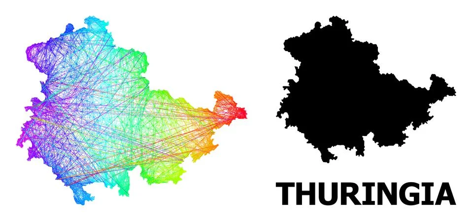 Linear Map of Thuringia State with Spectral Gradient イラスト素材