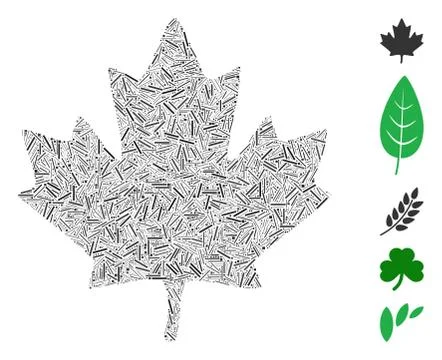 Linear Maple Leaf Icon Vector Mosaic Stock Illustration