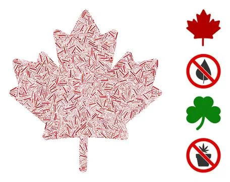 Linear Maple Leaf Icon Vector Mosaic イラスト素材
