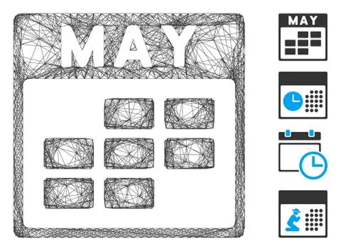 Linear May Calendar Grid Vector Mesh 스톡 일러스트
