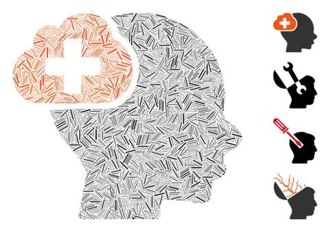 Linear Medical Idea Cloud Icon Vector Mosaic イラスト素材