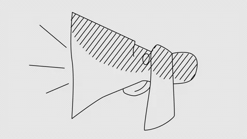 Linear megaphone drawing on a white background Stock Footage 148168657