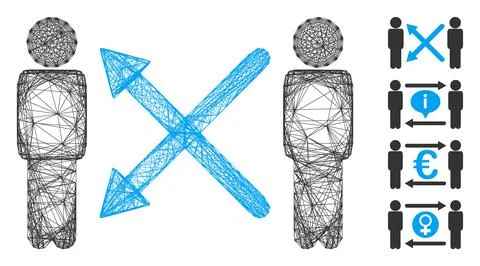 Linear Men Exchange Arrows Vector Mesh Illustrazione stock