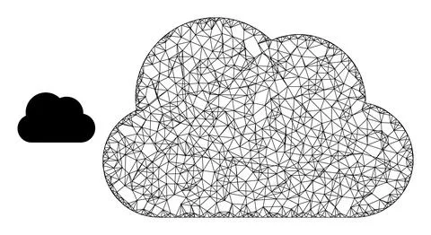 Linear Mesh Cloud Icon Stock Illustration