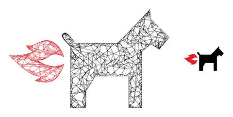 Linear Mesh Fire Jet Dog Icon Stock Illustration