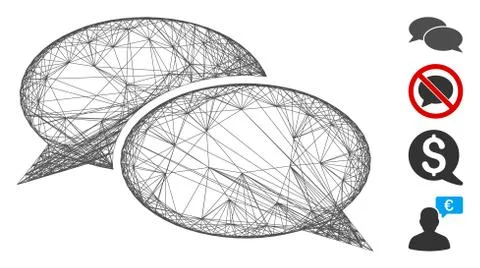Linear Message Clouds Vector Mesh Stock Illustration