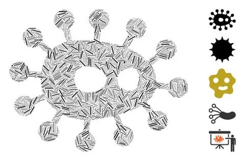 Linear Microbe Icon Vector Collage Stock Illustration