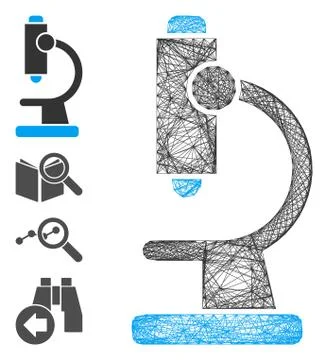 Linear Microscope Vector Mesh Illustrazione stock
