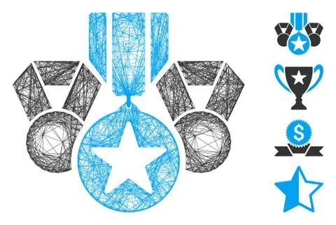 Linear Military Awards Vector Mesh Stock Illustration