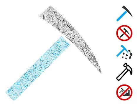 Linear Mining Hammer Icon Vector Mosaic Stock Illustration