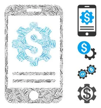 Linear Mobile Bank Options Icon Vector Mosaic Illustrazione stock