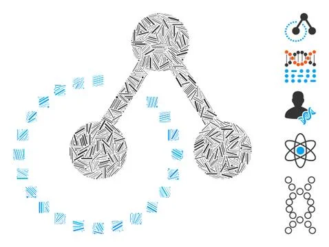 Linear Molecule Structure Icon Vector Collage Stock Illustration