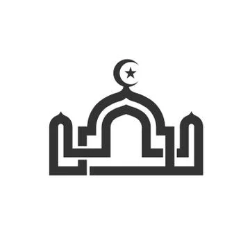 Linear mosque illustration logo Stock Illustration
