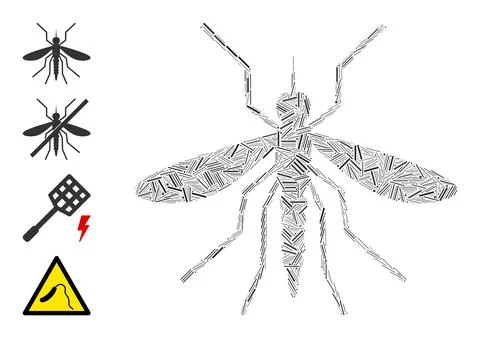 Linear Mosquito Icon Vector Collage Stock Illustration