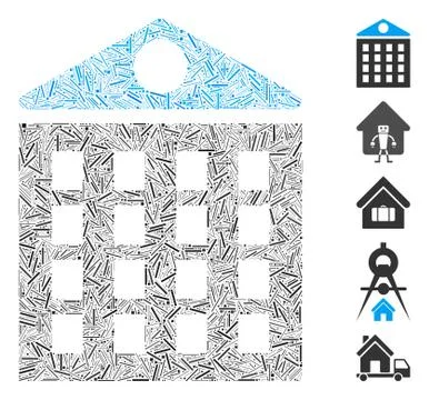 Linear Multi-Storey House Icon Vector Collage Ilustración de archivo