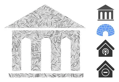 Linear Museum Building Icon Vector Mosaic Ilustración de archivo
