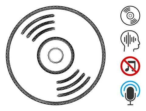 Linear Music Disk Vector Mesh Illustrazione stock