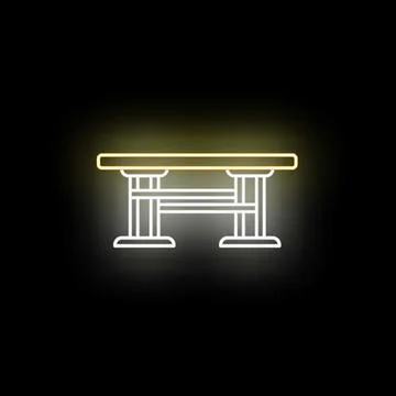 Linear neon icon glowing table furniture outline Stock Illustration