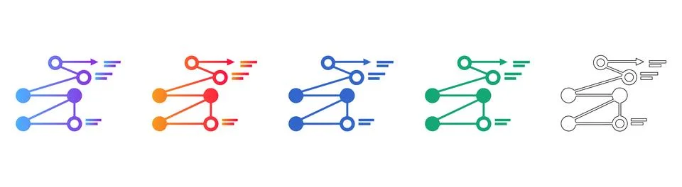 Linear Network Path Connection Icons Illustrazione stock
