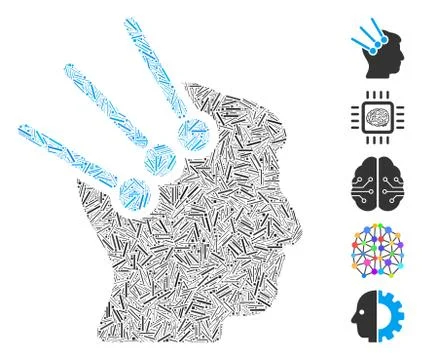 Linear Neural Interface Connectors Icon Vector Mosaic 스톡 일러스트