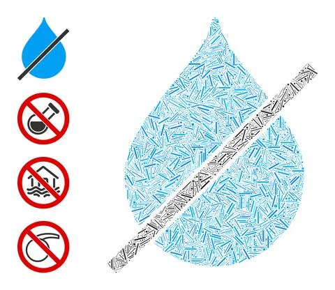 Linear No Water Drop Icon Vector Mosaic Stock Illustration
