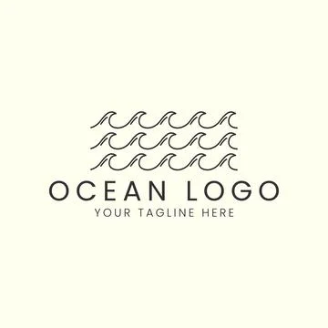 Linear ocean style logo vector icon template illustration design. wave water, Stock Illustration