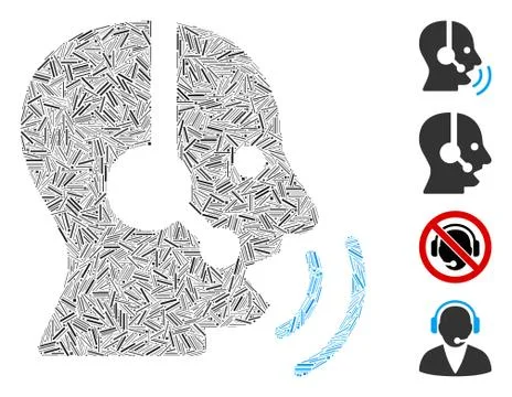 Linear Operator Speech Sound Waves Icon Vector Mosaic Stock Illustration