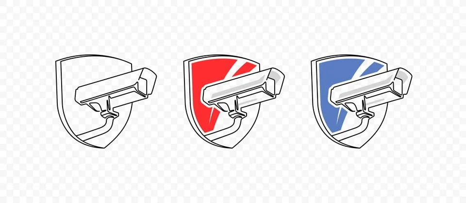 Linear outdoor security system with shield vector design 스톡 일러스트