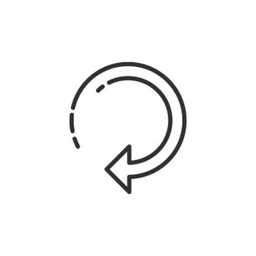 Linear outline clockwise arrow sign reload, refresh, rotation, repeat to right Stock Illustration