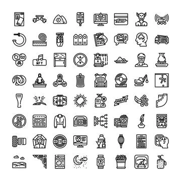 Linear outline icon collection for mobile app and web design Stock Illustration