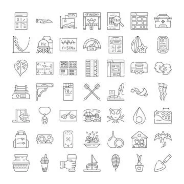 Linear outline icons set representing diverse concepts Illustrazione stock