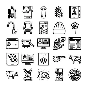 Linear outline icons web design graphic elements set イラスト素材