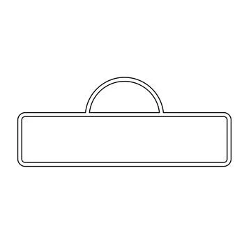 A linear outline of a rectangular sign with a small arch structure attached t Stock Illustration