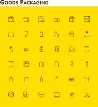 Linear packaging icon set Stock Illustration