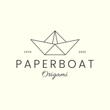 Linear paper boat style logo vector icon design template illustration Stock Illustration