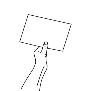 Linear paper document in human hand. Drawn contour simple graphic thin line art Stock Illustration