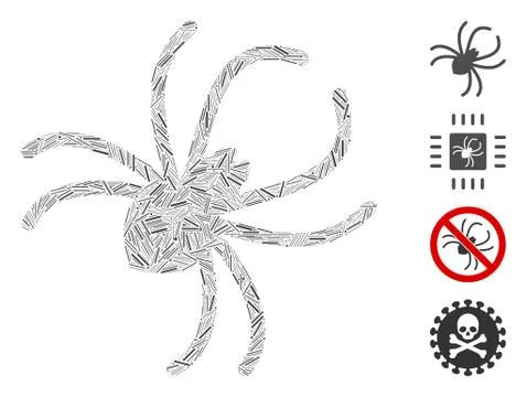 Linear Parasite Spider Icon Vector Collage Illustrazione stock