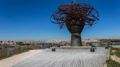Linear park in Madrid Stock Photos