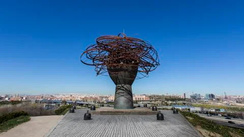 Linear park in Madrid Stock Photos