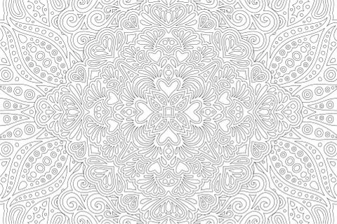 Linear pattern for coloring book page heart shapes Stock Illustration