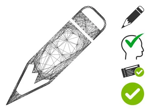 Linear Pencil Vector Mesh 스톡 일러스트