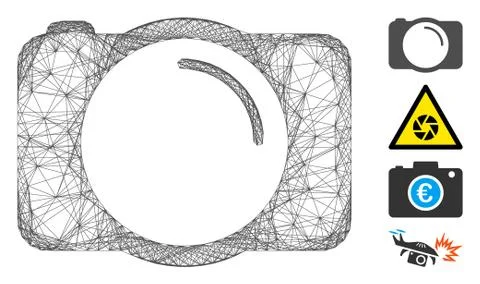 Linear Photo Camera Vector Mesh 库存插图