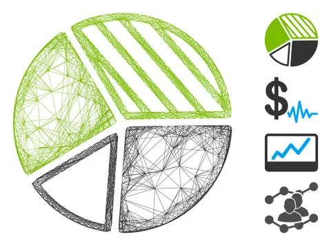 Linear Pie Chart Vector Mesh Illustrazione stock