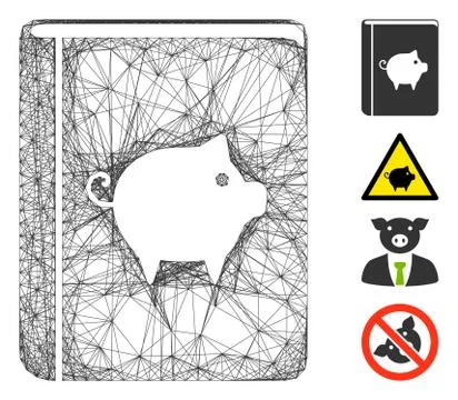 Linear Pig Handbook Vector Mesh Illustrazione stock