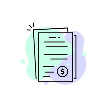 Linear pile of bill or invoice document Stock Illustration