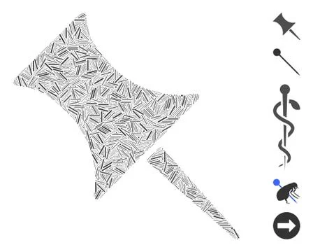 Linear Pin Icon Vector Mosaic 스톡 일러스트