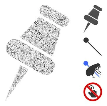 Linear Pin Icon Vector Mosaic 스톡 일러스트
