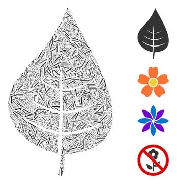 Linear Plant Leaf Icon Vector Collage Stock Illustration