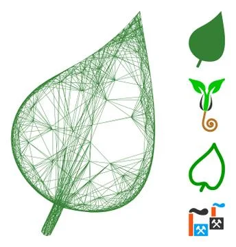 Linear Plant Leaf Vector Mesh イラスト素材
