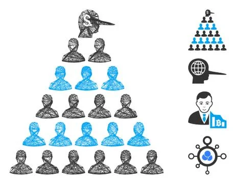 Linear Ponzi Pyramid Manager Vector Mesh Illustrazione stock